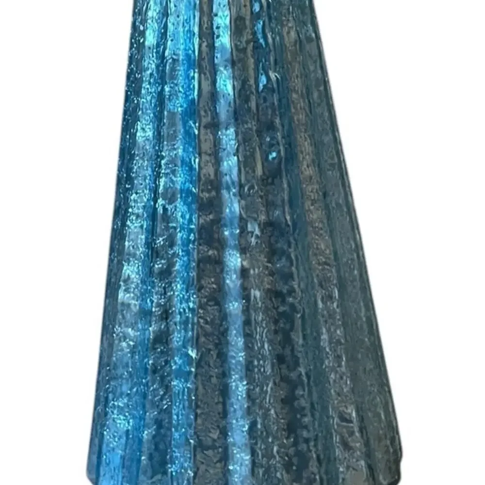 Illuminated Glass Christmas Tree 19in Iridescent Blue Chic Holiday Decor New